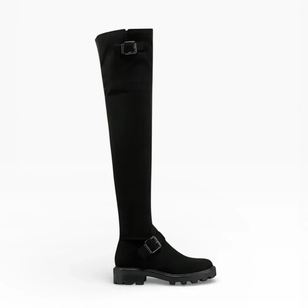 Marc Fisher Ganven Lug Sole OTK Black Suede Boots – Sz 8M